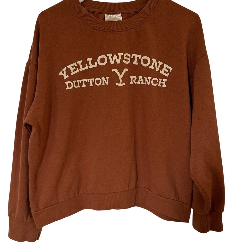 Yellowstone Dutton Ranch Sweatshirt XL Rust Brown Western Crewneck Unisex